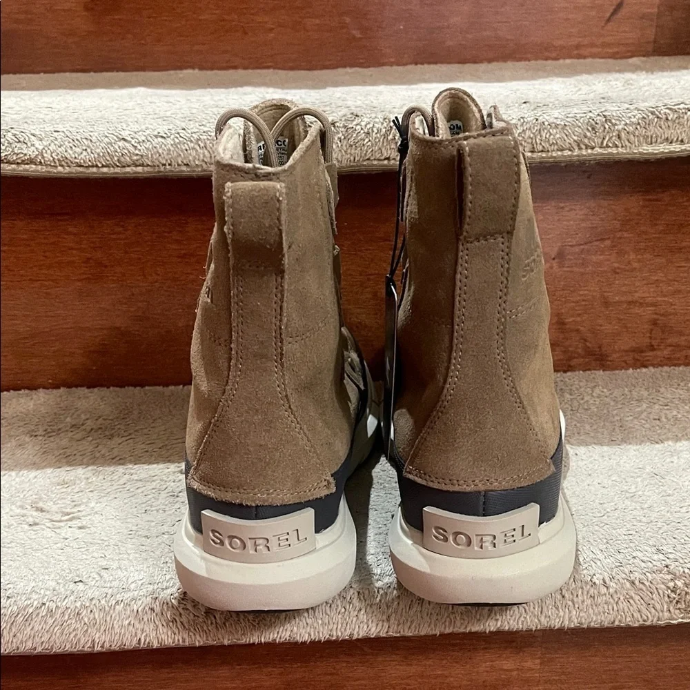 NWT Sorel Men's Tan & Black Suede Leather Waterproof Boots SZ 9